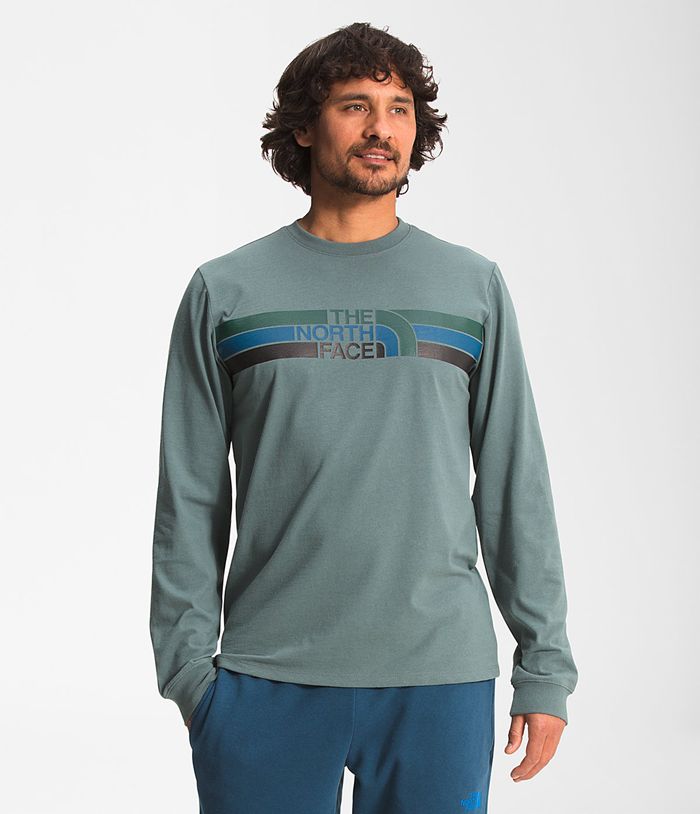 The North Face Mens T-Shirts Long Sleeve Logo Play 536QUEJKB - Green